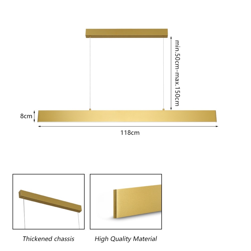 Brilagi - LED Stmievateľný luster na lanku SLIMLINE LED/40W/230V 3000-6000K zlatá + diaľkové ovládanie