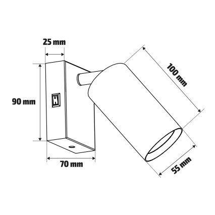 Brilagi - LED RGBW stlmiteľné nástenné bodové svietidlo s vypínačom SELE 1xGU10/4,8W/230V 3000K biele + diaľkové ovládanie