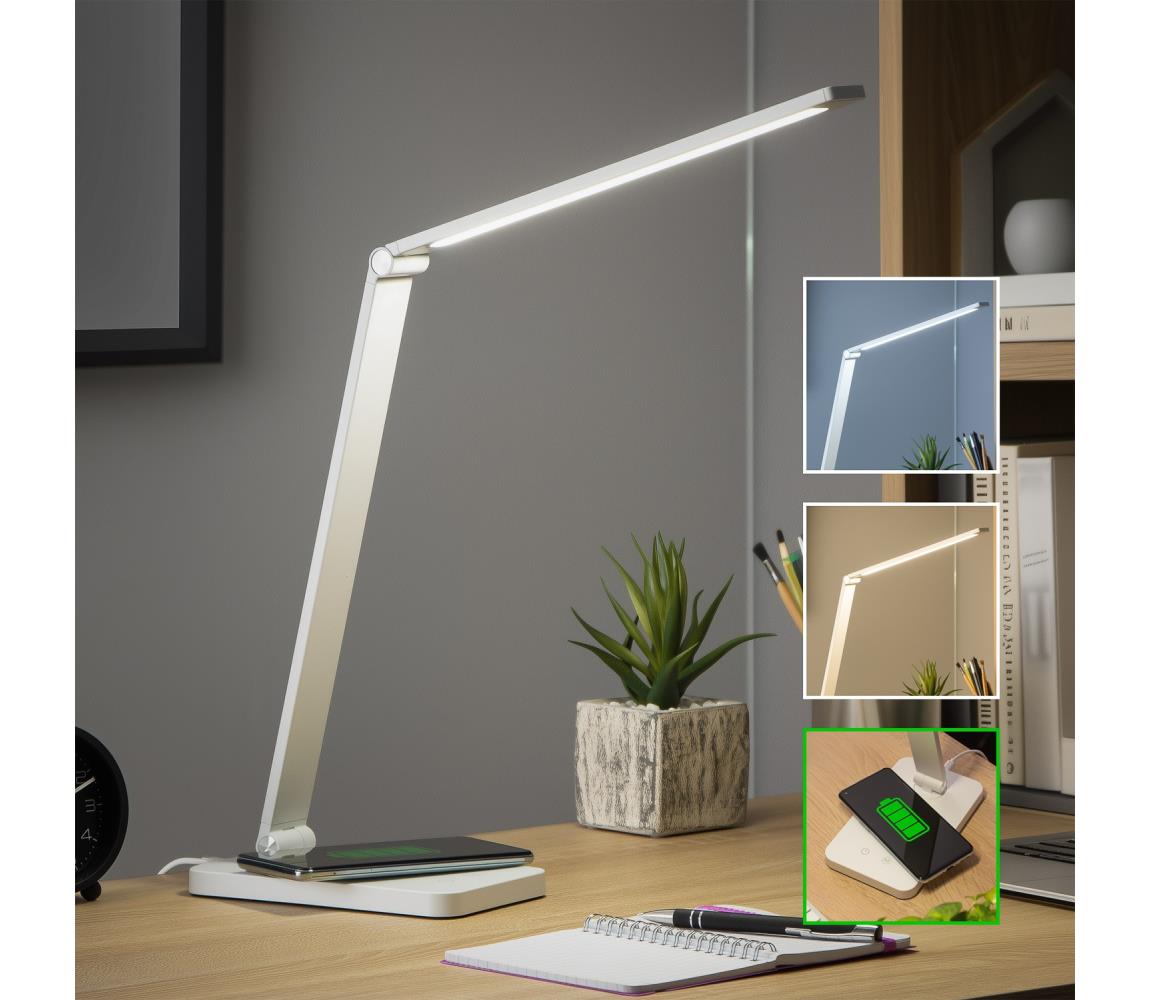 Brilagi - LED stmievateľná dotyková stolná lampa s bezdrôtovým nabíjaním QI LED/7W/5V 3000/4000/6000K biela 004975