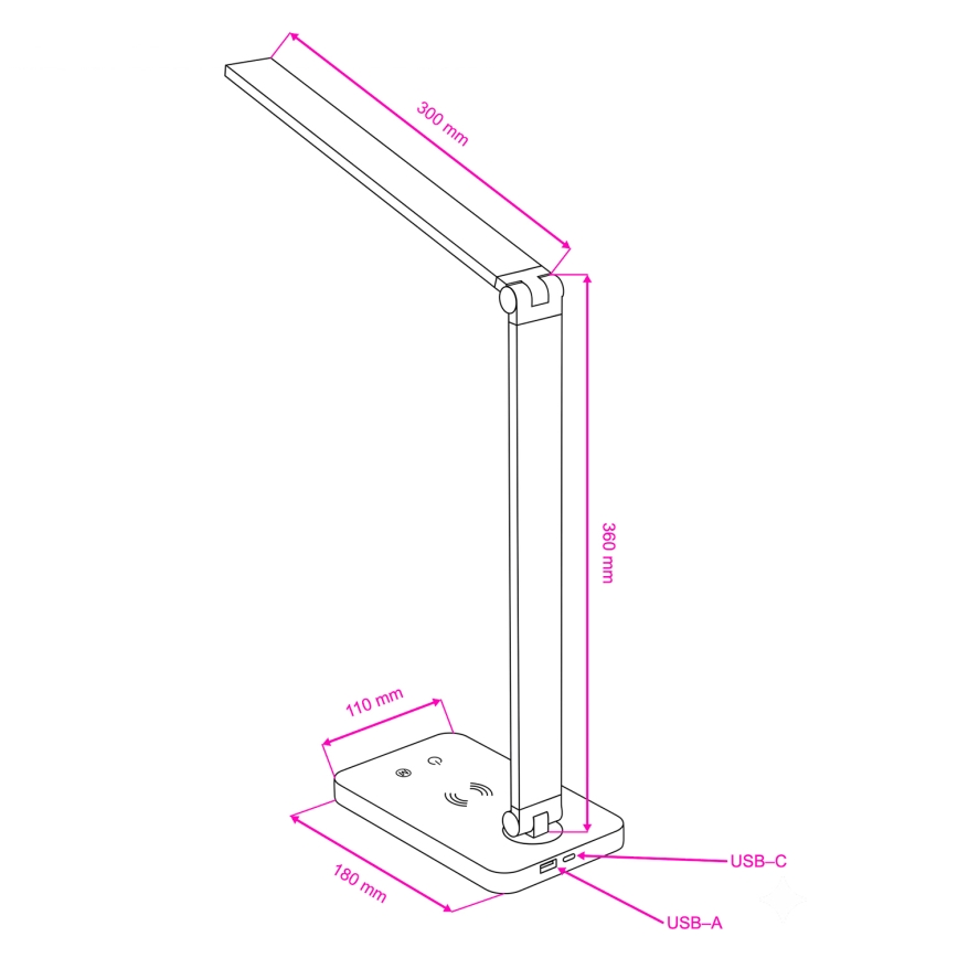 Brilagi - LED stmievateľná dotyková stolná lampa s bezdrôtovým nabíjaním QI MODO CHARGE LED/7W/5V 3000/4000/6000K biela