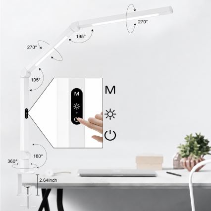 Brilagi - LED Stmievateľná dotyková flexibilná stolová lampa VARIO LED/12W/230V 3000/4000/5000/6500K CRI 92 biela