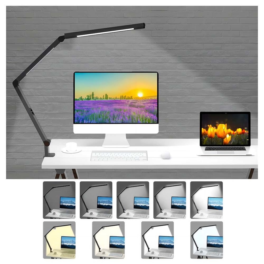 Brilagi - LED Stmievateľná dotyková flexibilná stolná lampa VARIO LED/12W/230V 3000/4000/5000/6500K CRI 92 čierna