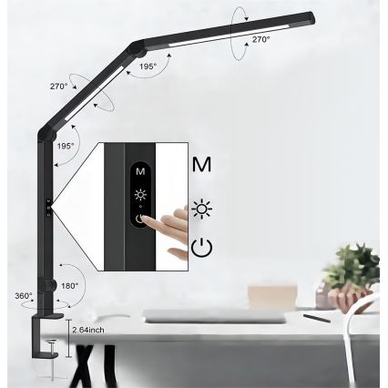Brilagi - LED Stmievateľná dotyková flexibilná stolná lampa VARIO LED/12W/230V 3000/4000/5000/6500K CRI 92 čierna