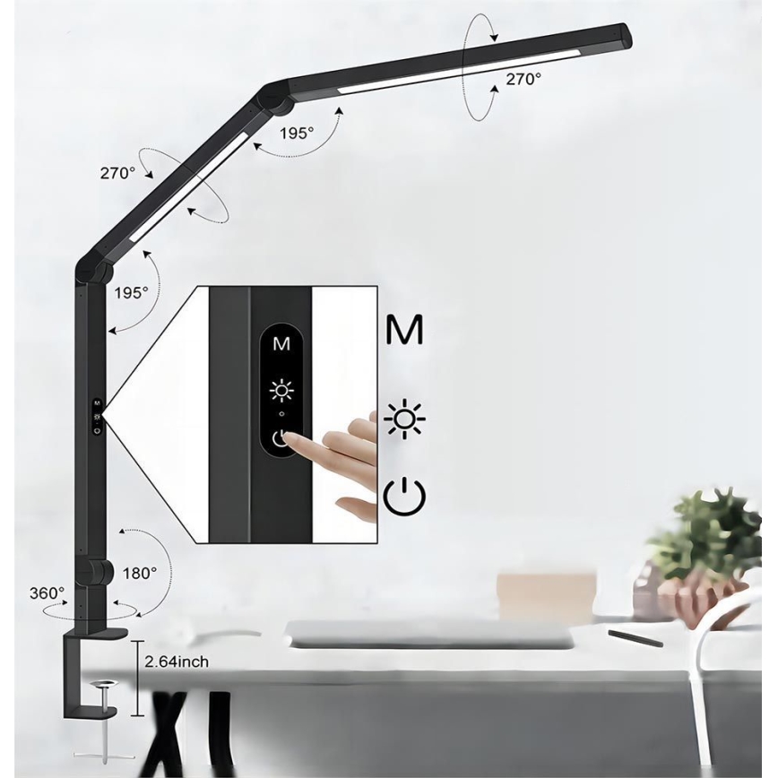Brilagi - LED Stmievateľná dotyková flexibilná stolná lampa VARIO LED/12W/230V 3000/4000/5000/6500K CRI 92 čierna