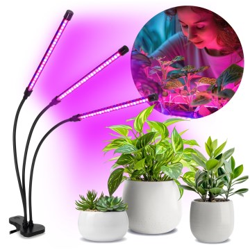Brilagi - LED Stmievateľná flexibilná stolná lampa s klipom na pestovanie rastlín VITABLOOM 3xLED/10W/230V čierna
