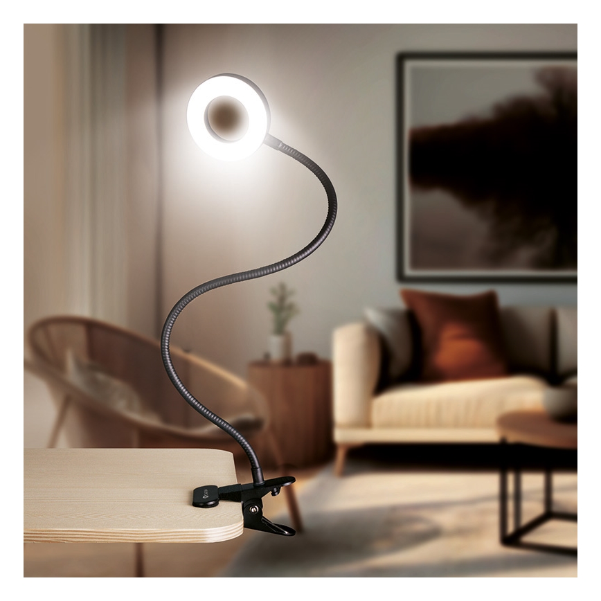 Brilagi -LED Stmievateľná lampa s klipom ORBELA LED/8W/5V 3000/4000/5000K čierna