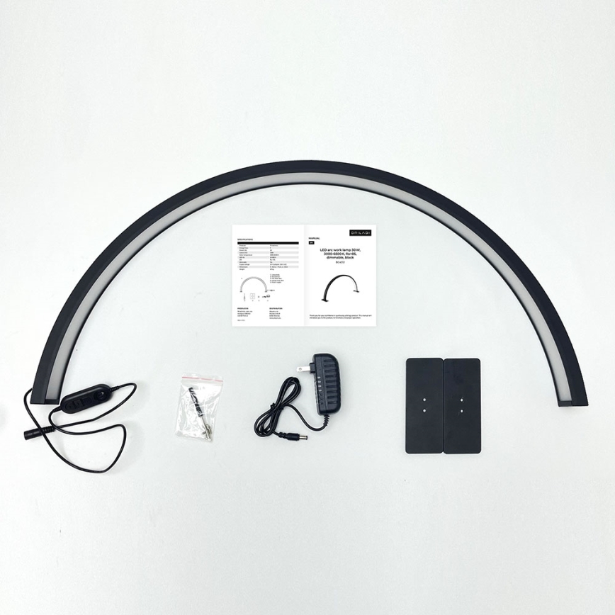 Brilagi - stmievateľná LED oblúková stolová lampa RADIO LED/30W/24/230V 3000/4000/6500K čierna