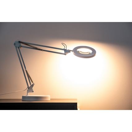 Brilagi - LED Stmievateľná stolná lampa s lupou LENS LED/12W/5V 3000/4200/6000K biela