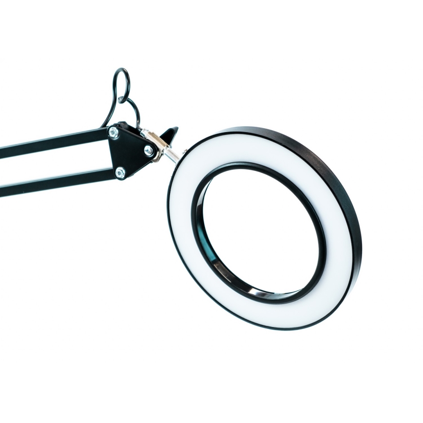 Brilagi - LED Stmievateľná stolná lampa s lupou LENS LED/12W/5V 3000/4200/6000K čierna