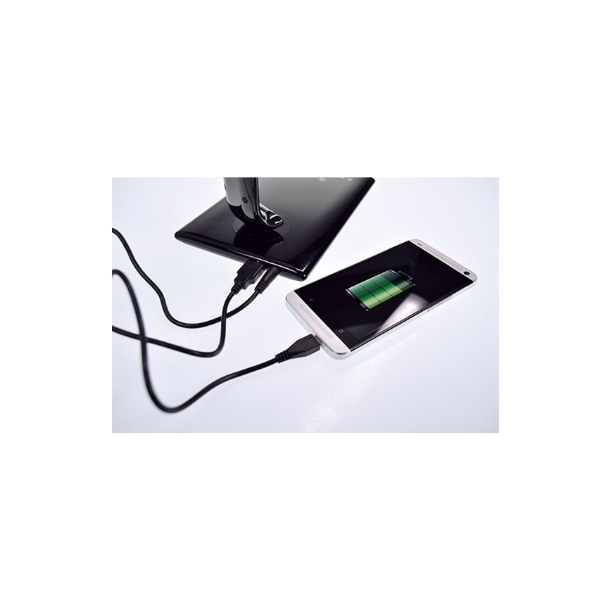 Brilagi - LED Stmievateľná stolná lampa USB konektor LED/12W/230V čierna