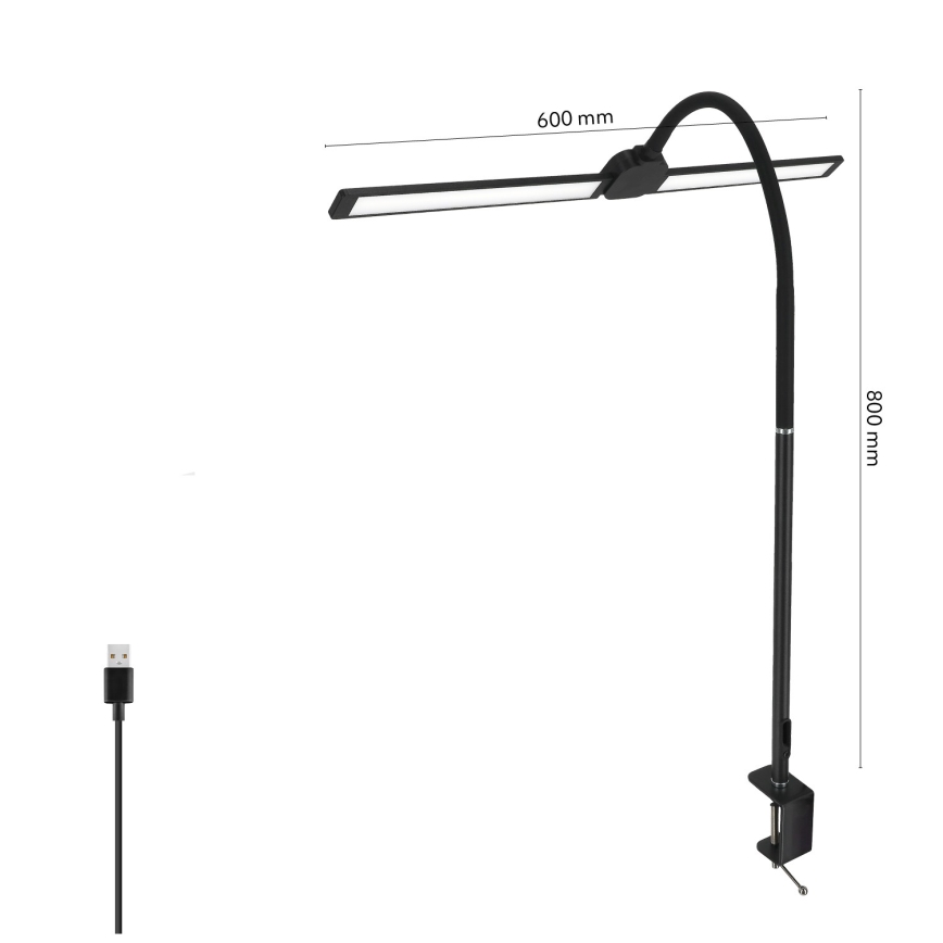 Brilagi - LED Stmievateľná stolná lampa USB VARIO LED/14W/5V 3000-6000K čierna