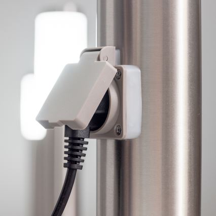 BRILAGI - LED stmievateľná vonkajšia lampa so zásuvkou ELIA 1xE27/6W/230V 2700-6500K IP44 Wi-Fi 50 cm matný chróm