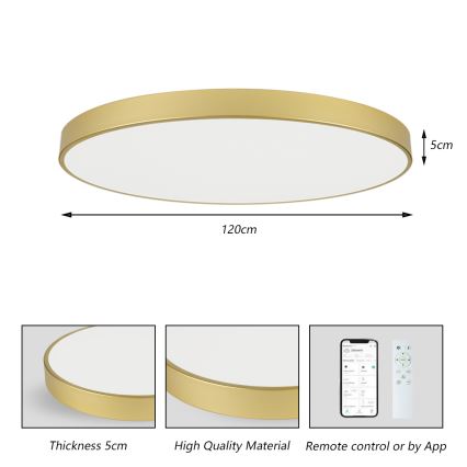 Brilagi - LED stmievateľné stropné svietidlo POOL SMART LED/180W/230V 3000-6000K 120 cm zlatá Wi-Fi Tuya + diaľkové ovládanie
