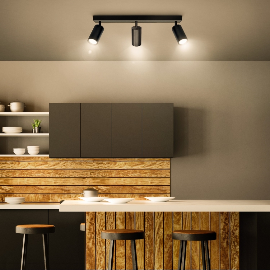 Brilagi - LED RGBW stlmiteľné bodové svietidlo SELE 3xGU10/4,8W/230V 3000K čierne + diaľkové ovládanie