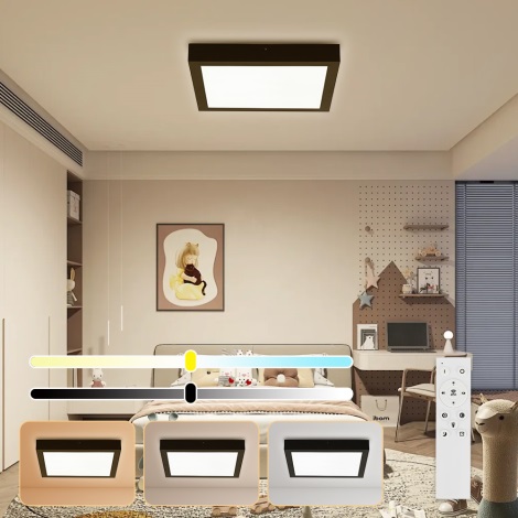 Brilagi - LED Stmievateľné kúpeľňové stropné svietidlo FRAME SMART LED/24W/230V 3000-6000K IP44 čierna + diaľkové ovládanie