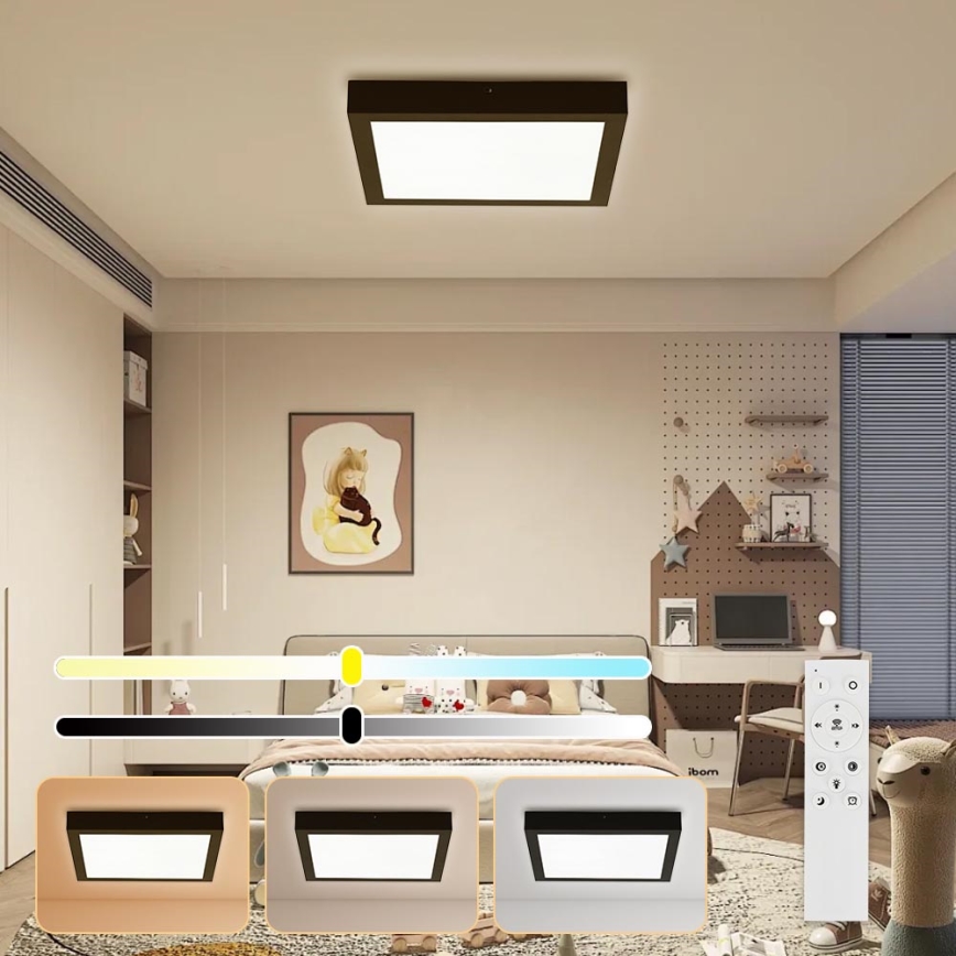 Brilagi - LED Stmievateľné kúpeľňové stropné svietidlo FRAME SMART LED/24W/230V 30x30 cm 3000-6000K IP44 čierna + diaľkové ovládanie