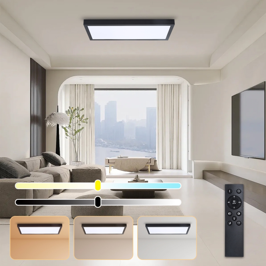 Brilagi - LED Stmievateľné kúpeľňové stropné svietidlo FRAME SMART LED/30W/230V 30x60 cm 3000-6000K  IP44 čierna  + diaľkové ovládanie