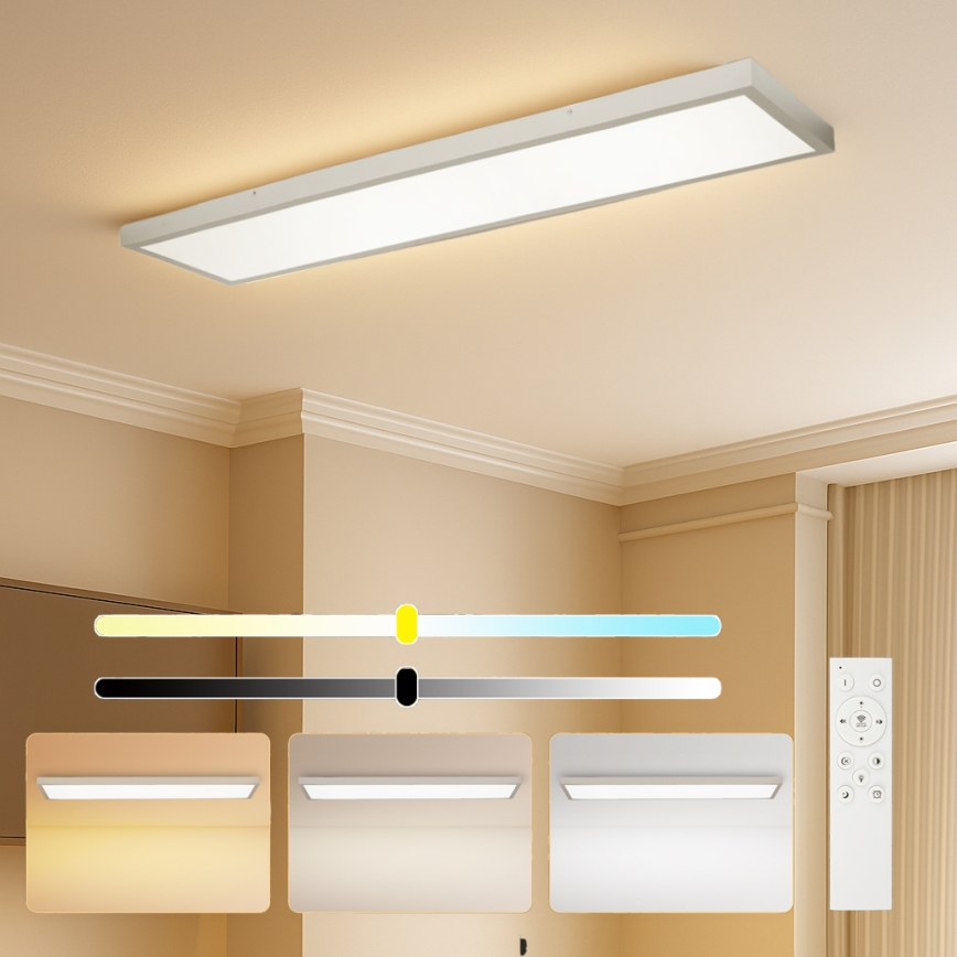 Brilagi - LED Stmievateľné kúpeľňové stropné svietidlo FRAME SMART LED/50W/230V 120x30 cm 3000-6000K IP44 strieborné + diaľkové ovládanie