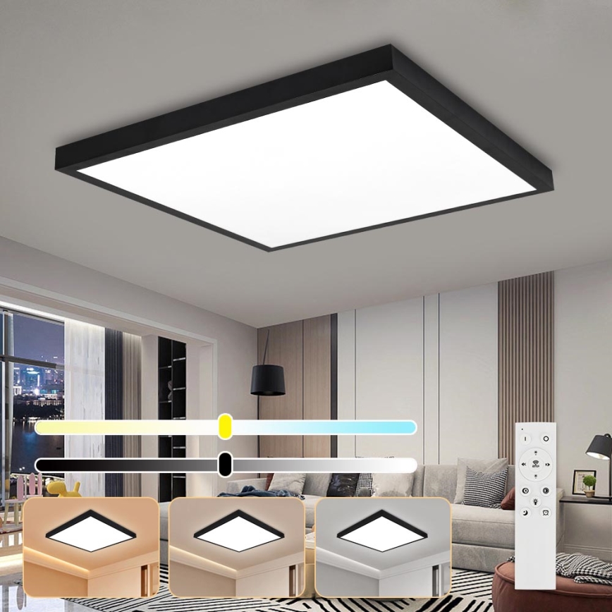 Brilagi - LED Stmievateľné kúpeľňové stropné svietidlo FRAME SMART LED/50W/230V 60x60 cm 3000-6000K IP44 čierna + diaľkové ovládanie