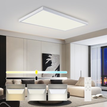 Brilagi - LED stmievateľné kúpeľňové stropné svietidlo FRAME SMART LED/96W/230V 120x60 cm 3000-6000K IP44 biela + diaľkové ovládanie