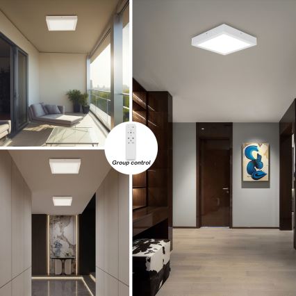 Brilagi - LED stmievateľné kúpeľňové stropné svietidlo FRAME SMART LED/24W/230V 30x30 cm 3000-6000K IP44 biela + diaľkové ovládanie