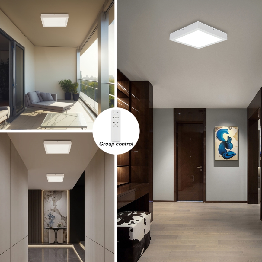 Brilagi - LED stmievateľné kúpeľňové stropné svietidlo FRAME SMART LED/24W/230V 30x30 cm 3000-6000K IP44 biela + diaľkové ovládanie