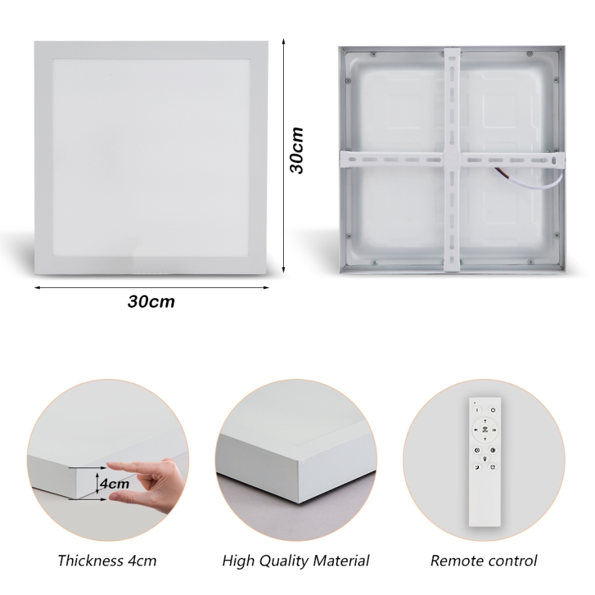 Brilagi - LED stmievateľné kúpeľňové stropné svietidlo FRAME SMART LED/24W/230V 30x30 cm 3000-6000K IP44 biela + diaľkové ovládanie