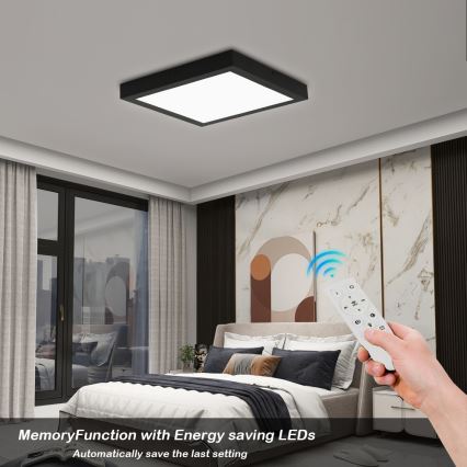 Brilagi - LED Stmievateľné kúpeľňové stropné svietidlo FRAME SMART LED/24W/230V 30x30 cm 3000-6000K IP44 čierna + diaľkové ovládanie