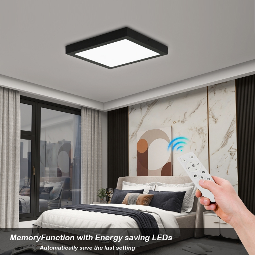 Brilagi - LED Stmievateľné kúpeľňové stropné svietidlo FRAME SMART LED/24W/230V 30x30 cm 3000-6000K IP44 čierna + diaľkové ovládanie