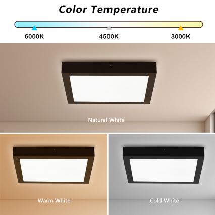 Brilagi - LED Stmievateľné kúpeľňové stropné svietidlo FRAME SMART LED/24W/230V 30x30 cm 3000-6000K IP44 čierna + diaľkové ovládanie