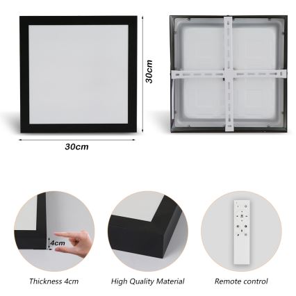 Brilagi - LED Stmievateľné kúpeľňové stropné svietidlo FRAME SMART LED/24W/230V 30x30 cm 3000-6000K IP44 čierna + diaľkové ovládanie