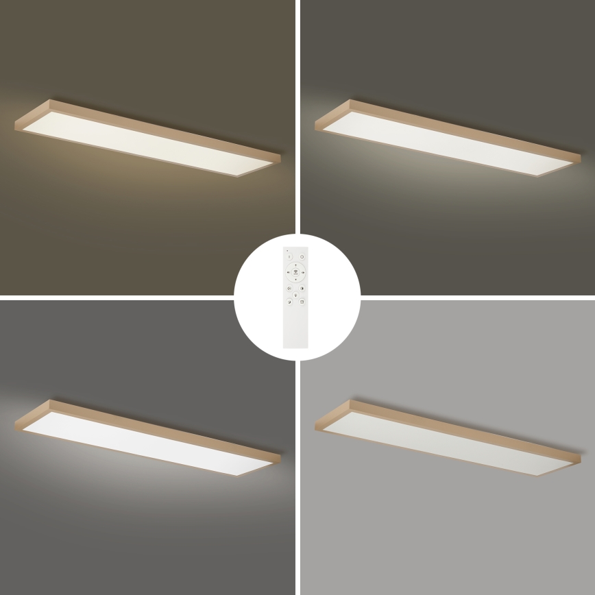 Brilagi - LED Stmievateľné kúpeľňové stropné svietidlo FRAME SMART LED/50W/230V 120x30 cm 3000-6000K IP44 béžová + diaľkové ovládanie