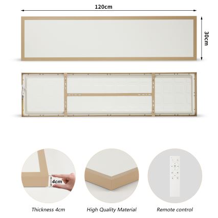 Brilagi - LED Stmievateľné kúpeľňové stropné svietidlo FRAME SMART LED/50W/230V 120x30 cm 3000-6000K IP44 béžová + diaľkové ovládanie