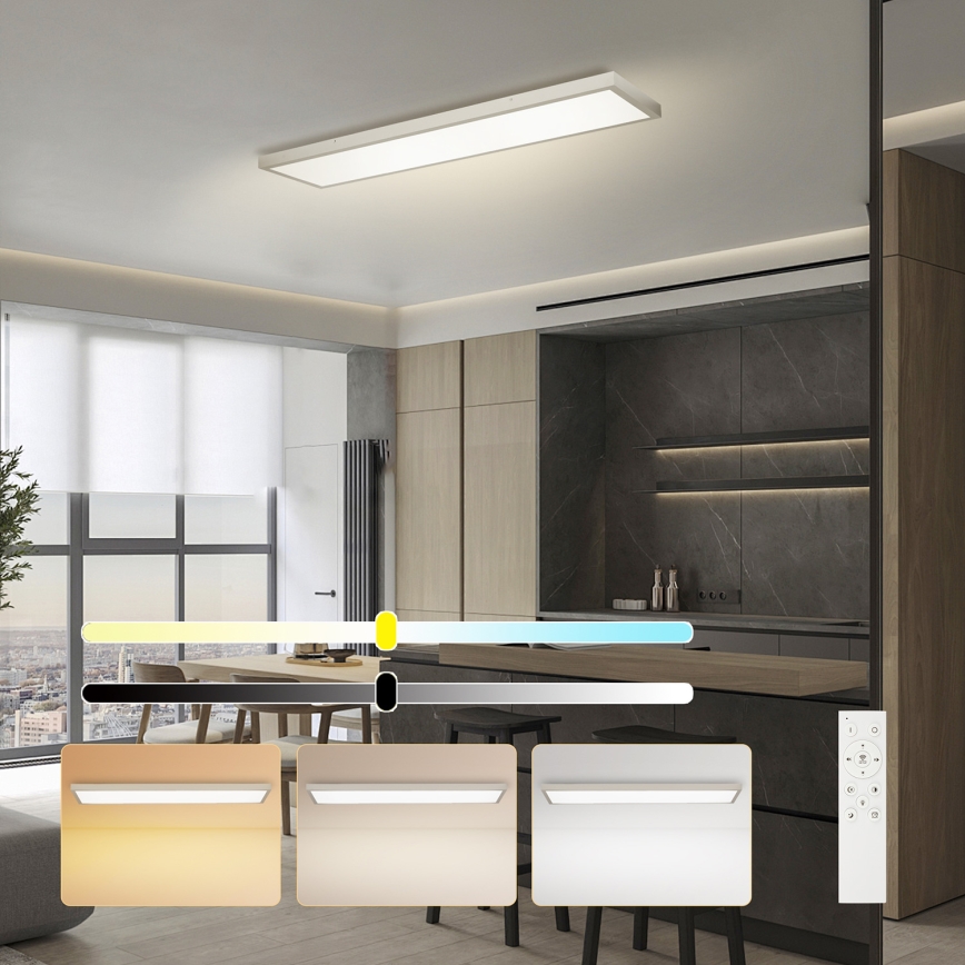 Brilagi - LED Stmievateľné kúpeľňové stropné svietidlo FRAME SMART LED/50W/230V 120x30 cm 3000-6000K IP44 strieborné + diaľkové ovládanie