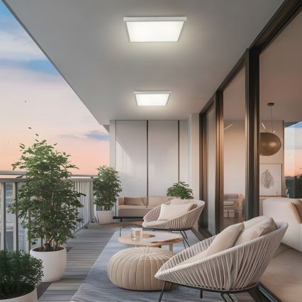 Brilagi - stmievateľné LED kúpeľňové stropné svietidlo FRAME SMART LED/50W/230V 60x60 cm 3000-6000K IP44 strieborné + diaľkový ovládač