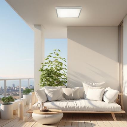 Brilagi - stmievateľné LED kúpeľňové stropné svietidlo FRAME SMART LED/50W/230V 60x60 cm 3000-6000K IP44 strieborné + diaľkový ovládač