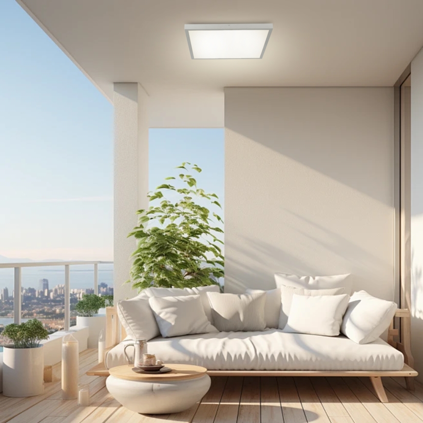 Brilagi - stmievateľné LED kúpeľňové stropné svietidlo FRAME SMART LED/50W/230V 60x60 cm 3000-6000K IP44 strieborné + diaľkový ovládač