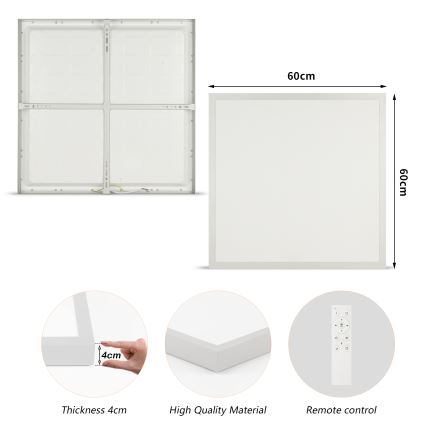 Brilagi - stmievateľné LED kúpeľňové stropné svietidlo FRAME SMART LED/50W/230V 60x60 cm 3000-6000K IP44 strieborné + diaľkový ovládač
