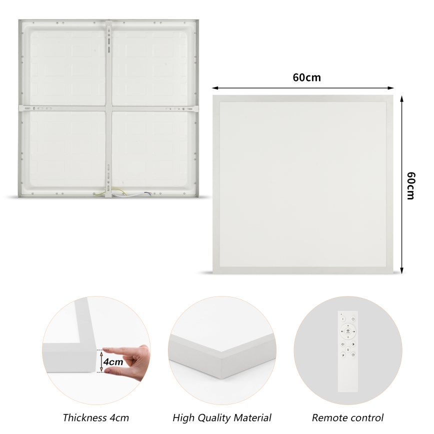 Brilagi - stmievateľné LED kúpeľňové stropné svietidlo FRAME SMART LED/50W/230V 60x60 cm 3000-6000K IP44 strieborné + diaľkový ovládač