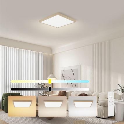 Brilagi - LED stmievateľné kúpeľňové stropné svietidlo FRAME SMART LED/50W/230V 60x60 cm 3000-6000K IP44 béžové + diaľkové ovládanie