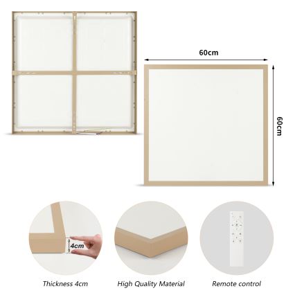 Brilagi - LED stmievateľné kúpeľňové stropné svietidlo FRAME SMART LED/50W/230V 60x60 cm 3000-6000K IP44 béžové + diaľkové ovládanie