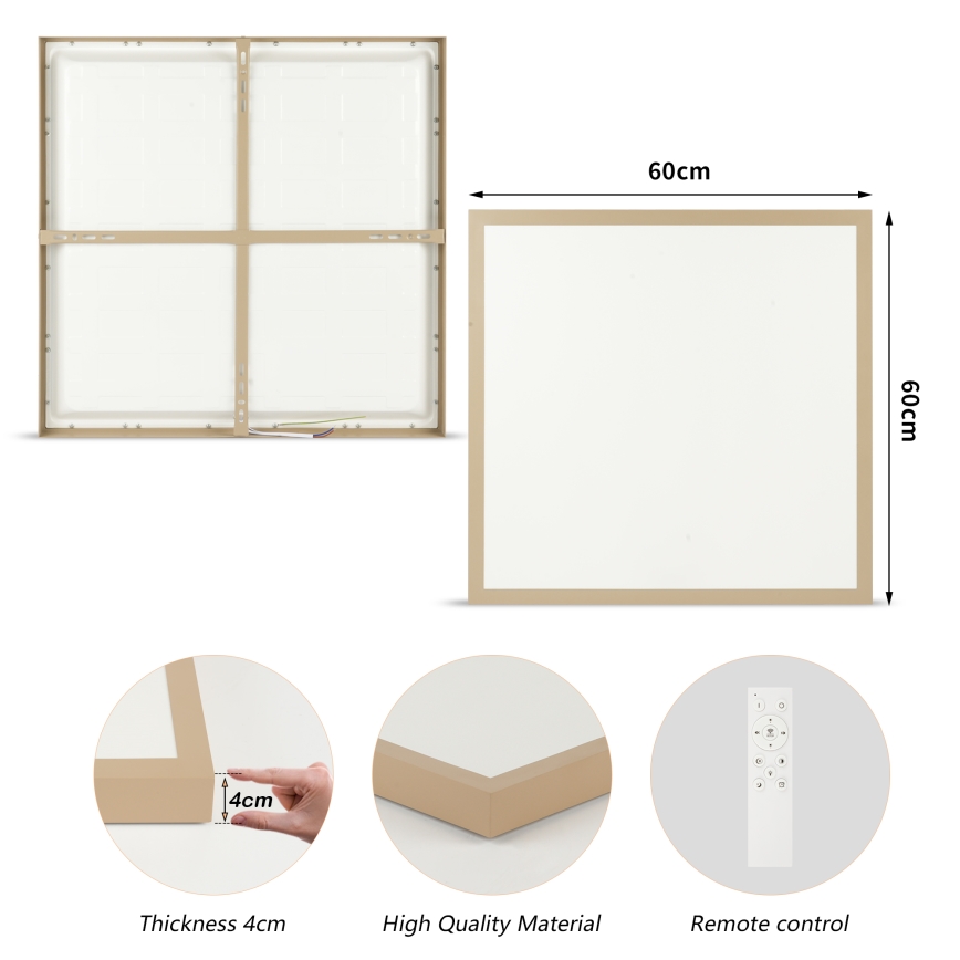 Brilagi - LED stmievateľné kúpeľňové stropné svietidlo FRAME SMART LED/50W/230V 60x60 cm 3000-6000K IP44 béžové + diaľkové ovládanie