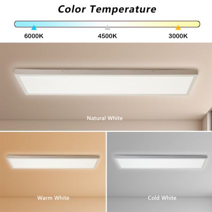 Brilagi - Stmievateľné LED kúpeľňové stropné svietidlo FRAME SMART LED/50W/230V 30x120 cm 3000-6000K IP44 biela + diaľkové ovládanie