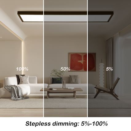 Brilagi - LED Stmievateľné kúpeľňové stropné svietidlo FRAME SMART LED/50W/230V 30x120 cm 3000-6000K IP44 čierna + diaľkové ovládanie