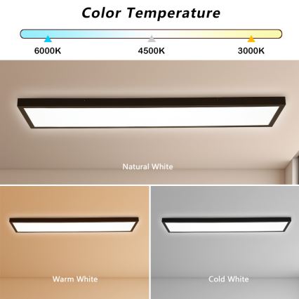 Brilagi - LED Stmievateľné kúpeľňové stropné svietidlo FRAME SMART LED/50W/230V 30x120 cm 3000-6000K IP44 čierna + diaľkové ovládanie