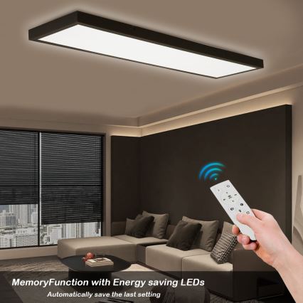Brilagi - LED Stmievateľné kúpeľňové stropné svietidlo FRAME SMART LED/50W/230V 30x120 cm 3000-6000K IP44 čierna + diaľkové ovládanie