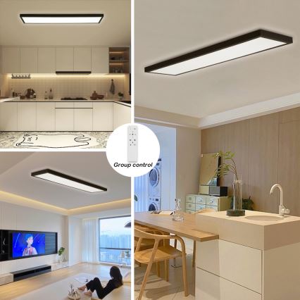 Brilagi - LED Stmievateľné kúpeľňové stropné svietidlo FRAME SMART LED/50W/230V 30x120 cm 3000-6000K IP44 čierna + diaľkové ovládanie