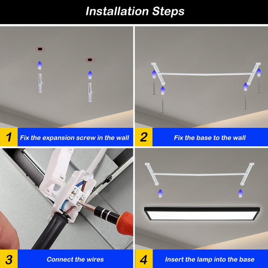 Brilagi - LED Stmievateľné kúpeľňové stropné svietidlo FRAME SMART LED/50W/230V 30x120 cm 3000-6000K IP44 čierna + diaľkové ovládanie