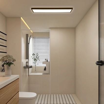 Brilagi - LED Stmievateľné kúpeľňové stropné svietidlo FRAME SMART LED/50W/230V 30x120 cm 3000-6000K IP44 čierna + diaľkové ovládanie