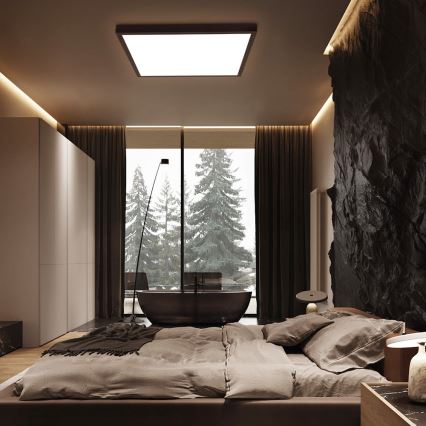 Brilagi - LED Stmievateľné kúpeľňové stropné svietidlo FRAME SMART LED/50W/230V 60x60 cm 3000-6000K IP44 čierna + diaľkové ovládanie